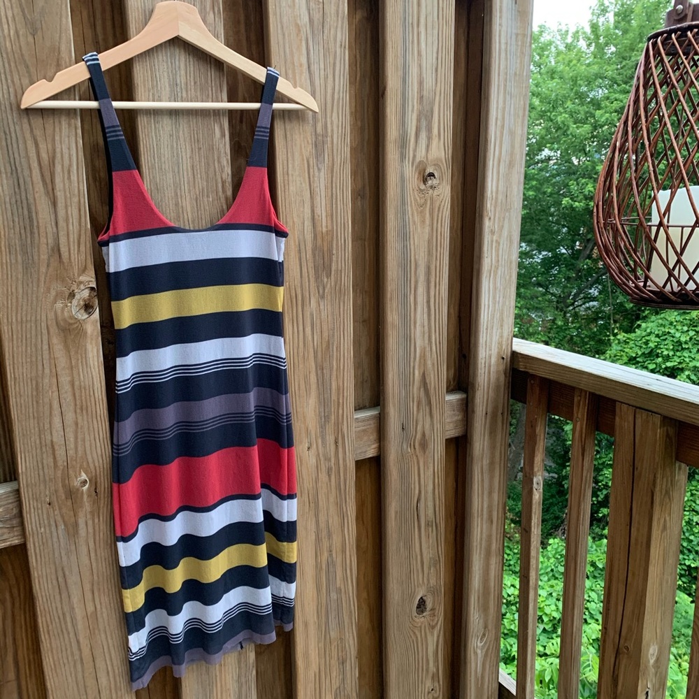 Anthro Weston Striped Scoop Neck Nylon Minidress